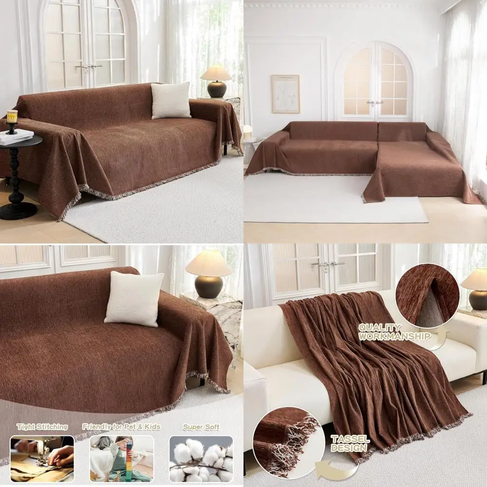 

Моющиеся секционные чехлы для диванов на 3-подушки — защитные чехлы для диванов с кисточками, приятные для домашних животных и детей