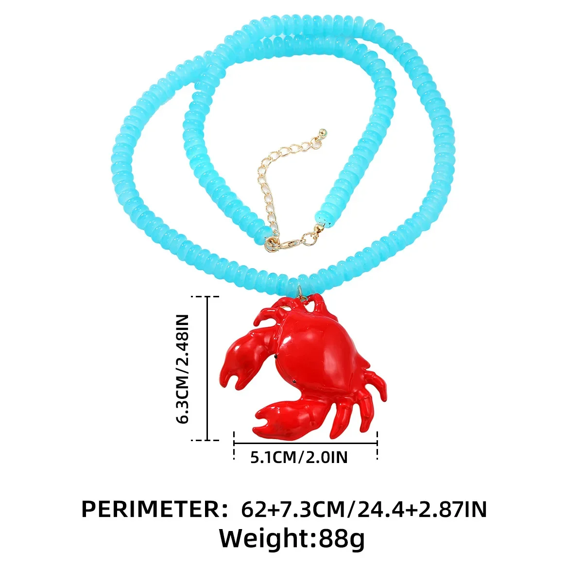 Exaggerated Summer New Beach Ocean Style Red Crab Animal Pendant Necklace for Women Hip Hop Party Jewelry Accessories