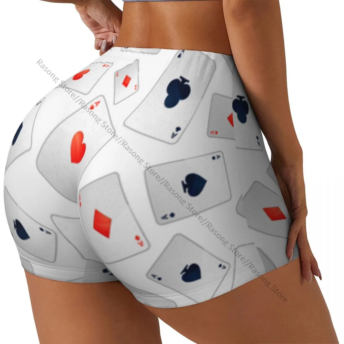 

Сексуальные узкие спортивные шорты на бедрах Poker Aces с принтом для фитнеса, женские удобные шорты для йоги