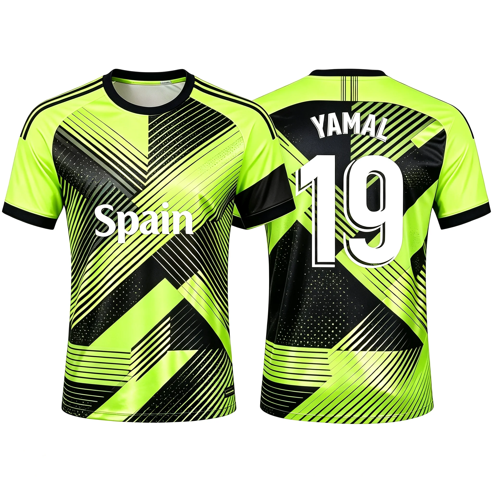 Yamal19 Spanish football shirt, personalized contrasting print, men's and women's casual training fan short sleeved shirt