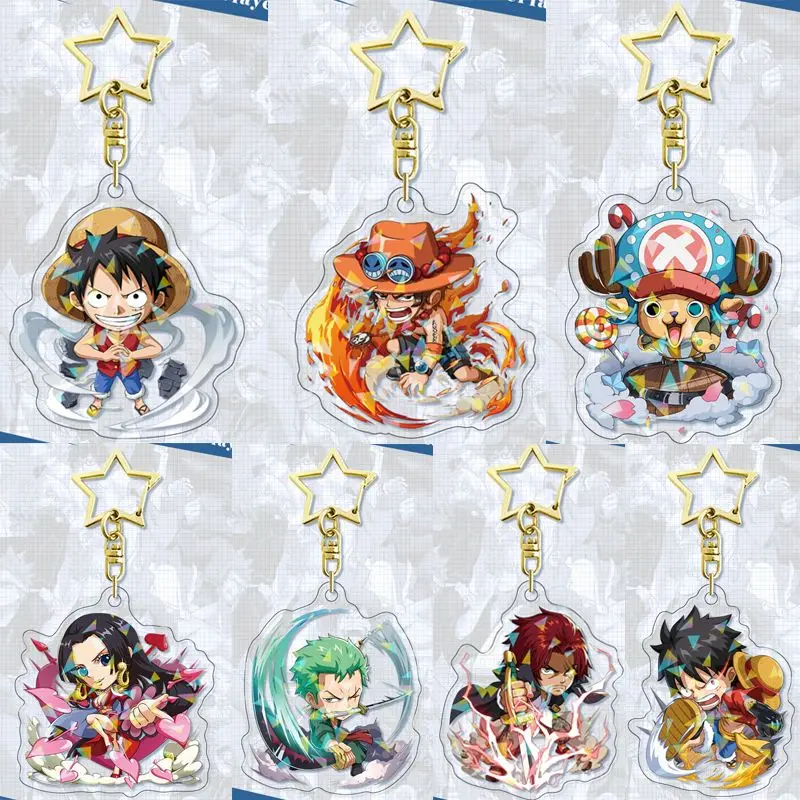 Kawaii Anime ONE PIECE Monkey D Luffy Boa Hancock Ace Acrylic Keychain Cartoon Nami Shanks Chopper Bag Pendant Toys for Girls