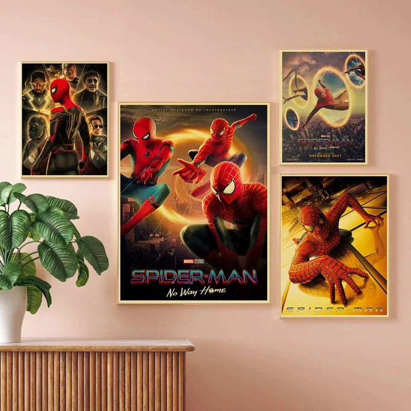 Peter Parker Spider Man Decor Poster Canvas Inner Frame Painting Superhero Movie Print Modern Home Wall Mural Art Core for Ro