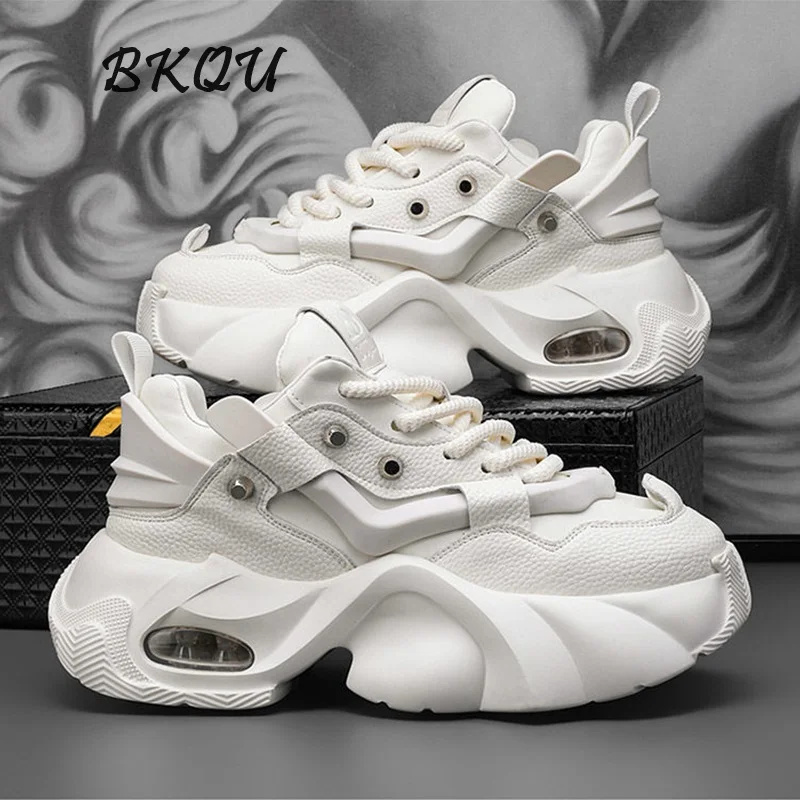 

BKQU Men's School Style New Increase Daddy Shoes All Match High-grade Sense of Fashion Brand Leisure Sports Thick Sole