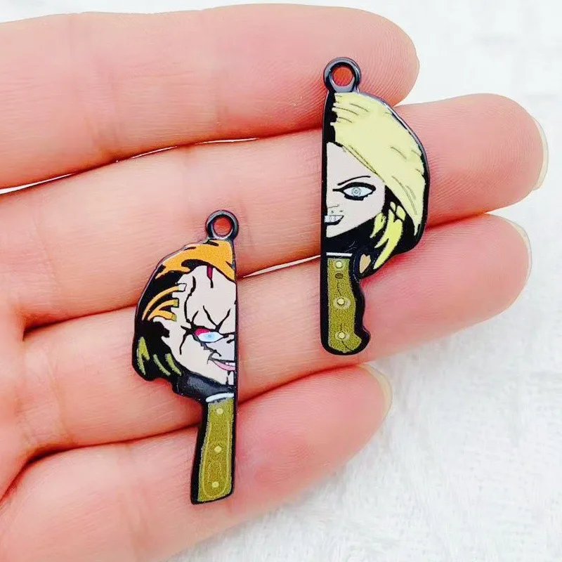 10pcs cartoon clown funny couple single-sided acrylic jewelry DIY accessory bag keychain pendant view 2