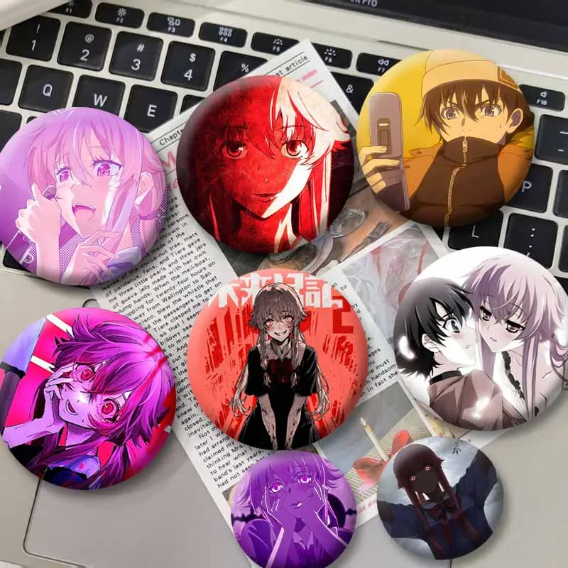 Creative Anime Future Diary Brooch Plastic Cartoon Role Playing Badge Yuno Gasai Lapel Pins Backpack Accessories Jewelry Gifts
