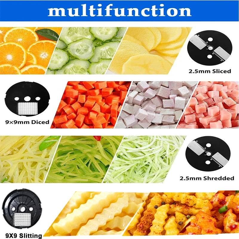 Mesin Pemotong Sayur 220V Multifungsi, Mesin Pemotong Listrik Wortel Kentang, Pengiris, Pencacah, Pengolah Makanan