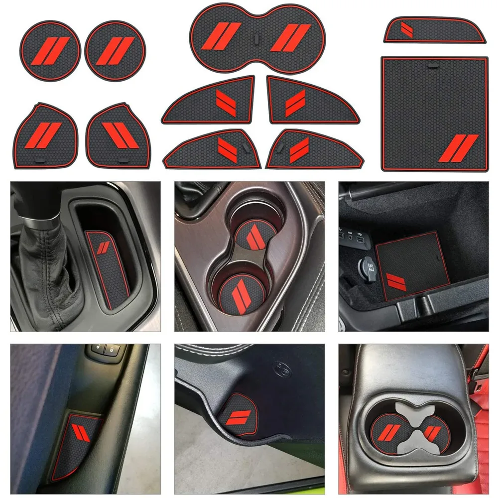 Leading-11Pcs/Set Customized Compatible For Dodge Challenger 2015-2020 2021 Cup Door Center Console Liner Interior Accessories