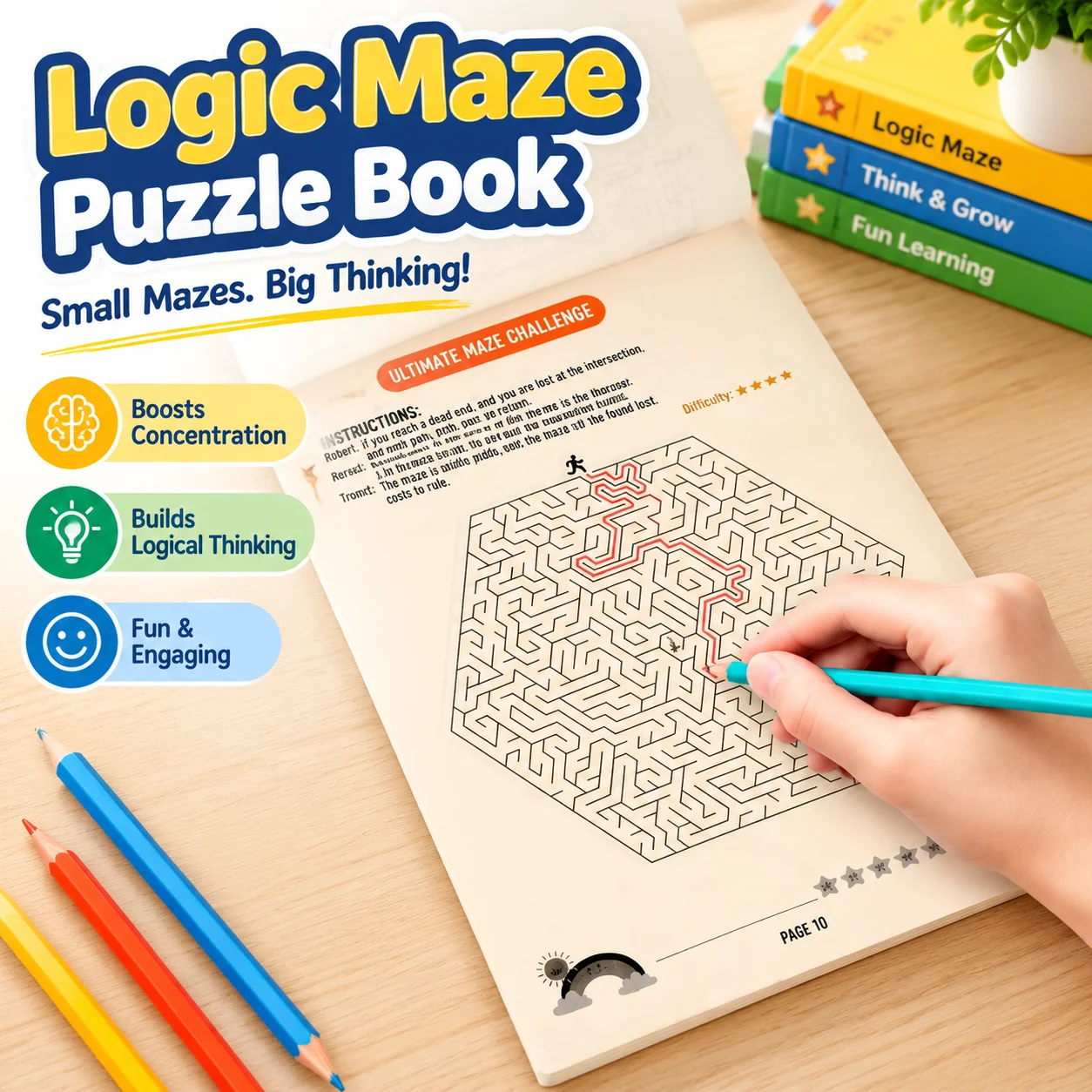 Kids 3-6 Logic Maze Puzzle Book, Early Education Picture Book Toy for Concentration Training and Logical Thinking Enlightenment