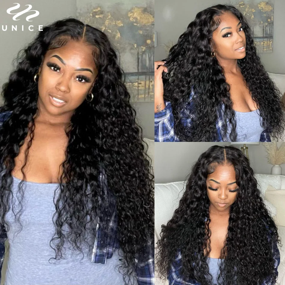 UNice Hair 13x4 Pre Everything Water Wave Human Hair Lace Frontal Wig Pre Cut Bleach Pluck Lace Front Human Hair Wig ReadyToGo