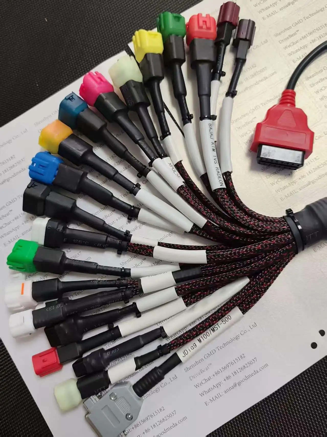21in1 Motorcycle OBD Test Cable Model To JDjag MST M100 Bike Diagnosis Line Tool Wiring Harness for Motorcycles Bikes Cables image 3