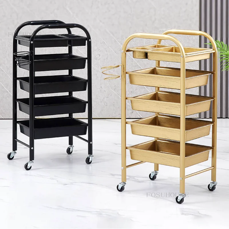 

European Style Home Villa Salon Trolley Beauty Salon Multifunctional Trolley Large Capacity Barber Shop Tool Cart with Wheels H