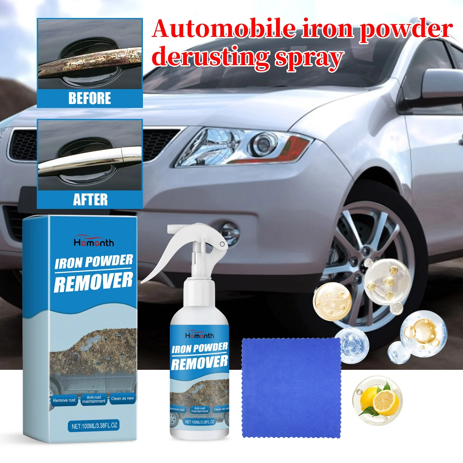 

Car Maintenance Iron Powder Cleaning Super Rust Remover Cleaner Multi Purpose Rust Remover Spray Metal Surface Chrome Paint