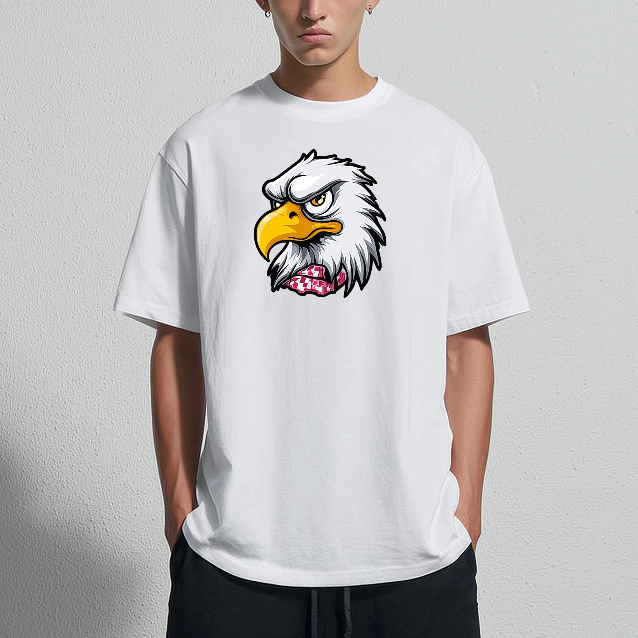 

Teevo Men's Casual T-Shirt with Eagle Head Print for Daily Wear