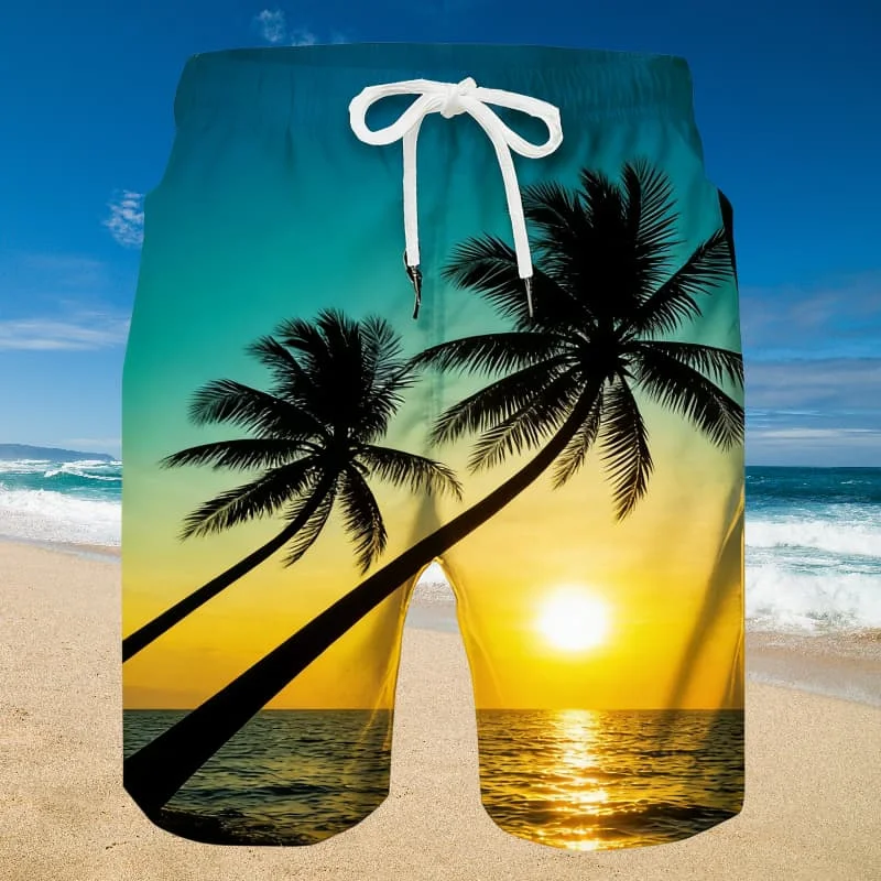 

Мужские стильные шорты премиум-класса с пейзажным принтом, повседневные модные шорты для отпуска и ежедневных прогулок