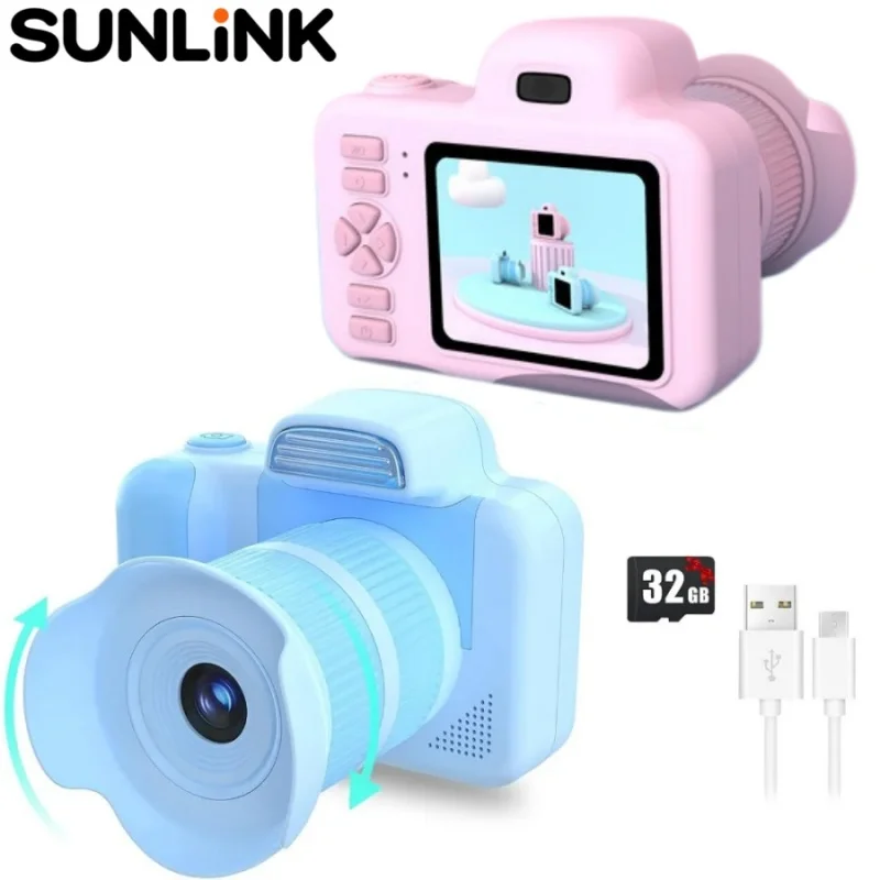 1pc Children DSLR Camera Mini HD Digital Camera Video Recorder Mini Dual lens Selfie Camera Girl Boy Birthday Gift game console