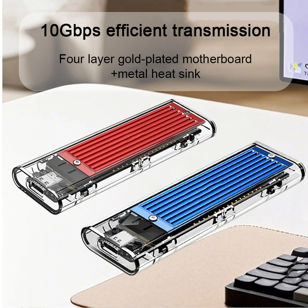 Custodia SSD M.2 NVMe NGFF Custodia SSD esterna trasparente USB 3.1 Gen2 10 Gbps M.2 SSD a USB Adattatore Supporto UASP per SSD PCIe