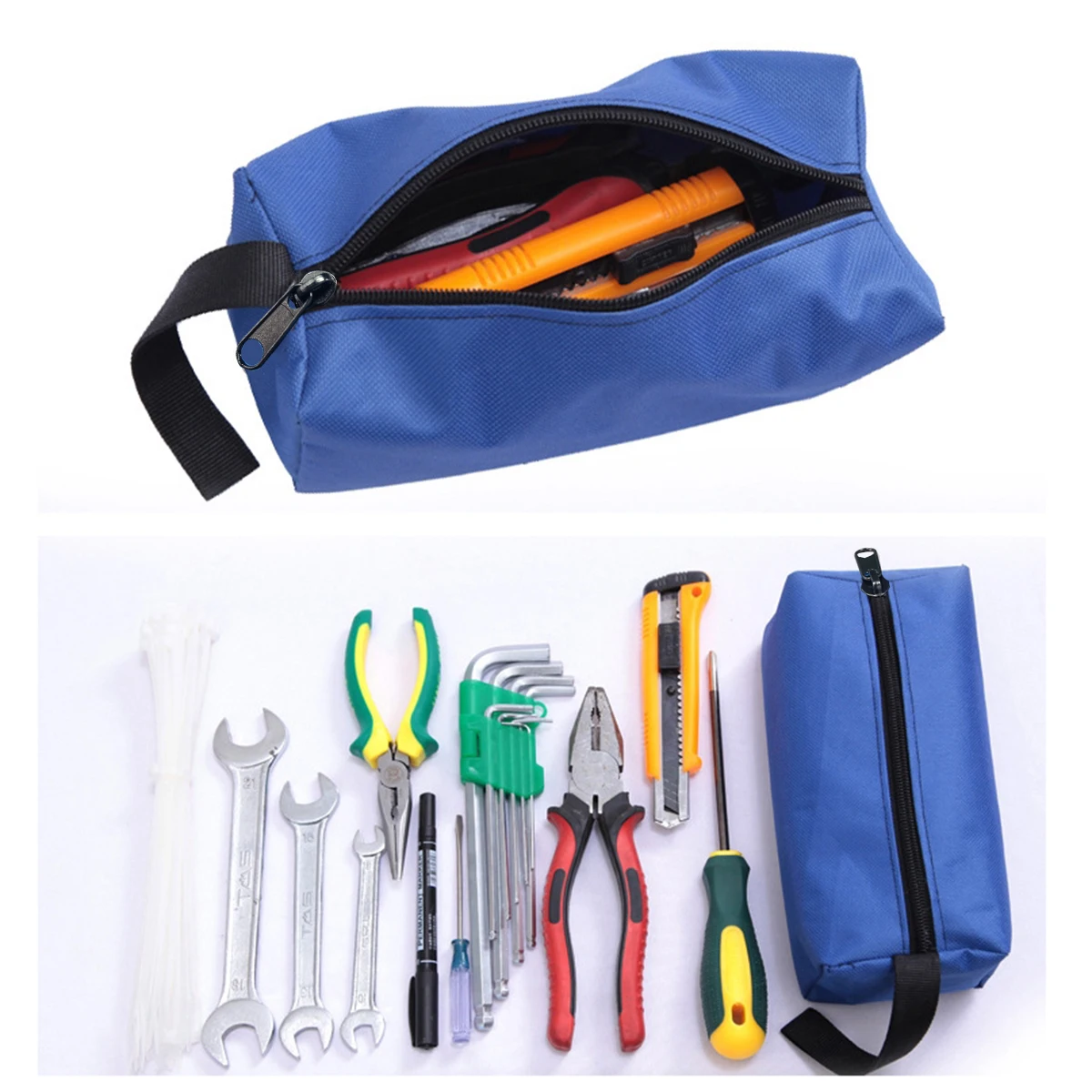 Blue Service Tool Parts Storage Bag Portable Thickened Parts Bag Waterproof Multi-Functional Oxford Cloth Repair Bag 1 Pack