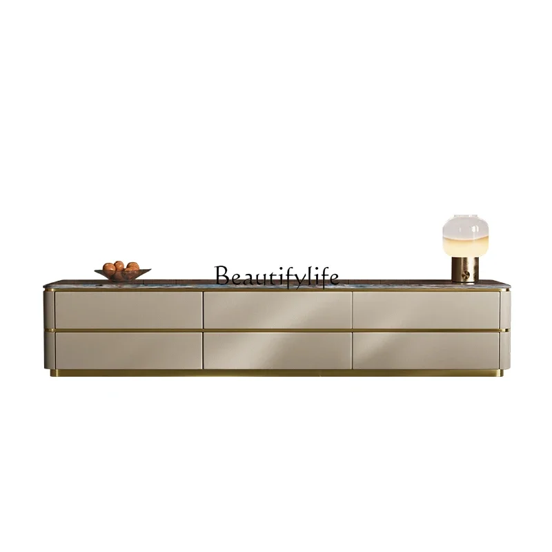 

ls 35Italian light luxury marble TV cabinet leather veneer storage locker