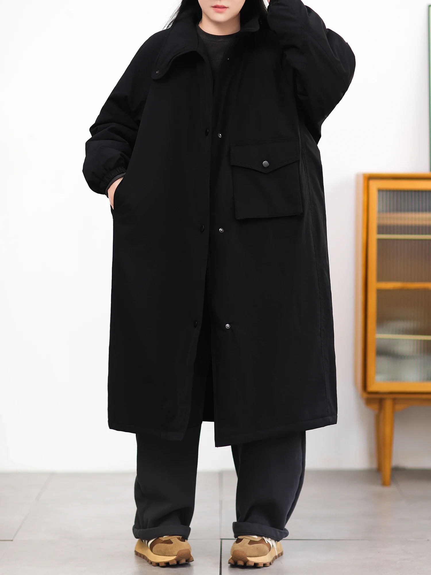 2025 Invierno nueva chaqueta de algodón para mujer abrigo de trabajo a prueba de viento con cuello alto para ir al trabajo