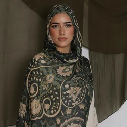 2024New Printed  Viscose Hijab For Women Muslim Scarf Long Shawl Bandana Foulard Islamic Turban Headband Wrap Floral Headscarf