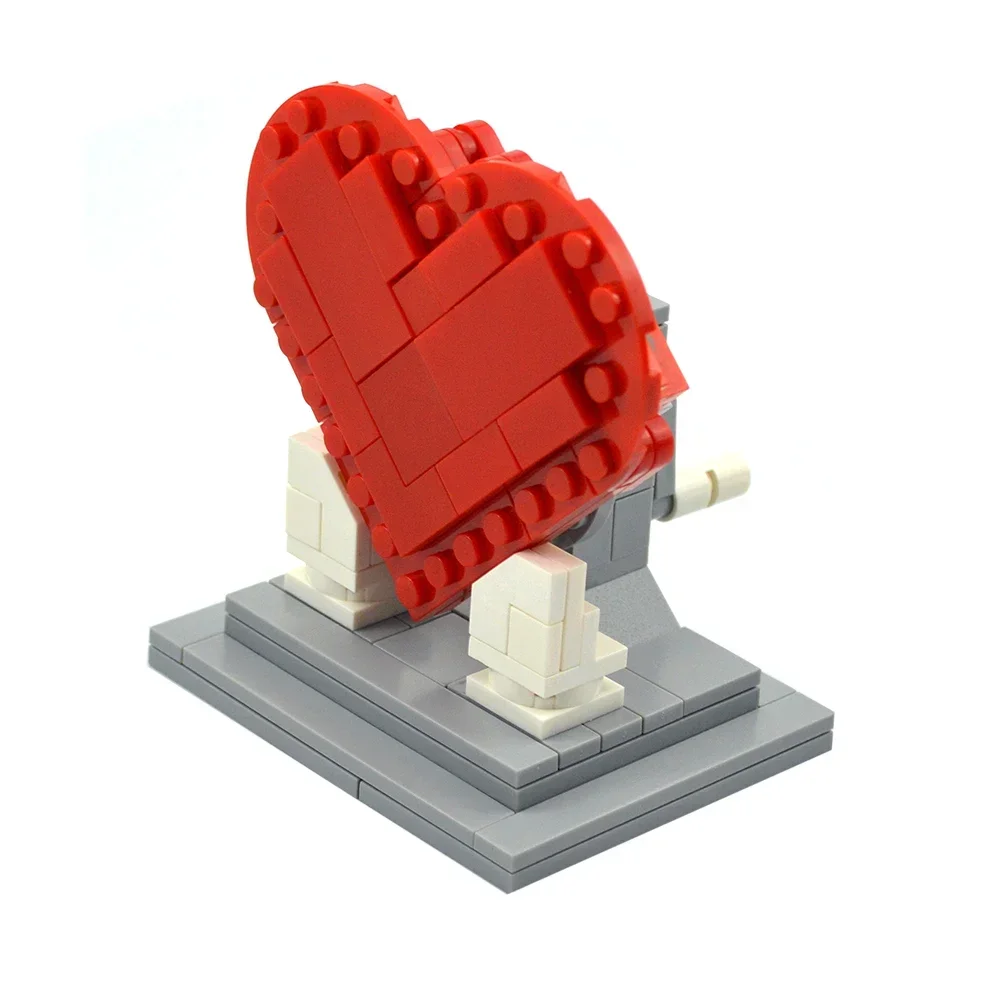 MOC Creative Heart-Shaped Building Blocks Manual Rotation Toys Love Couple Gifts DIY Assembled Bricks Toys Desktop Decoration