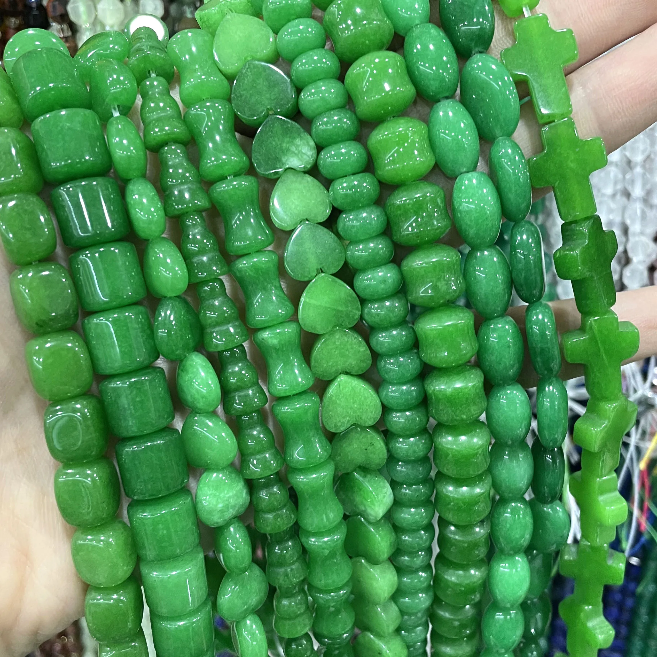 8X11MM Natural Stone Rectangular Chalcedony Emerald Green Rondelle Spacer Beads For Jewelry Making Charm Supplies DIY Bracelet