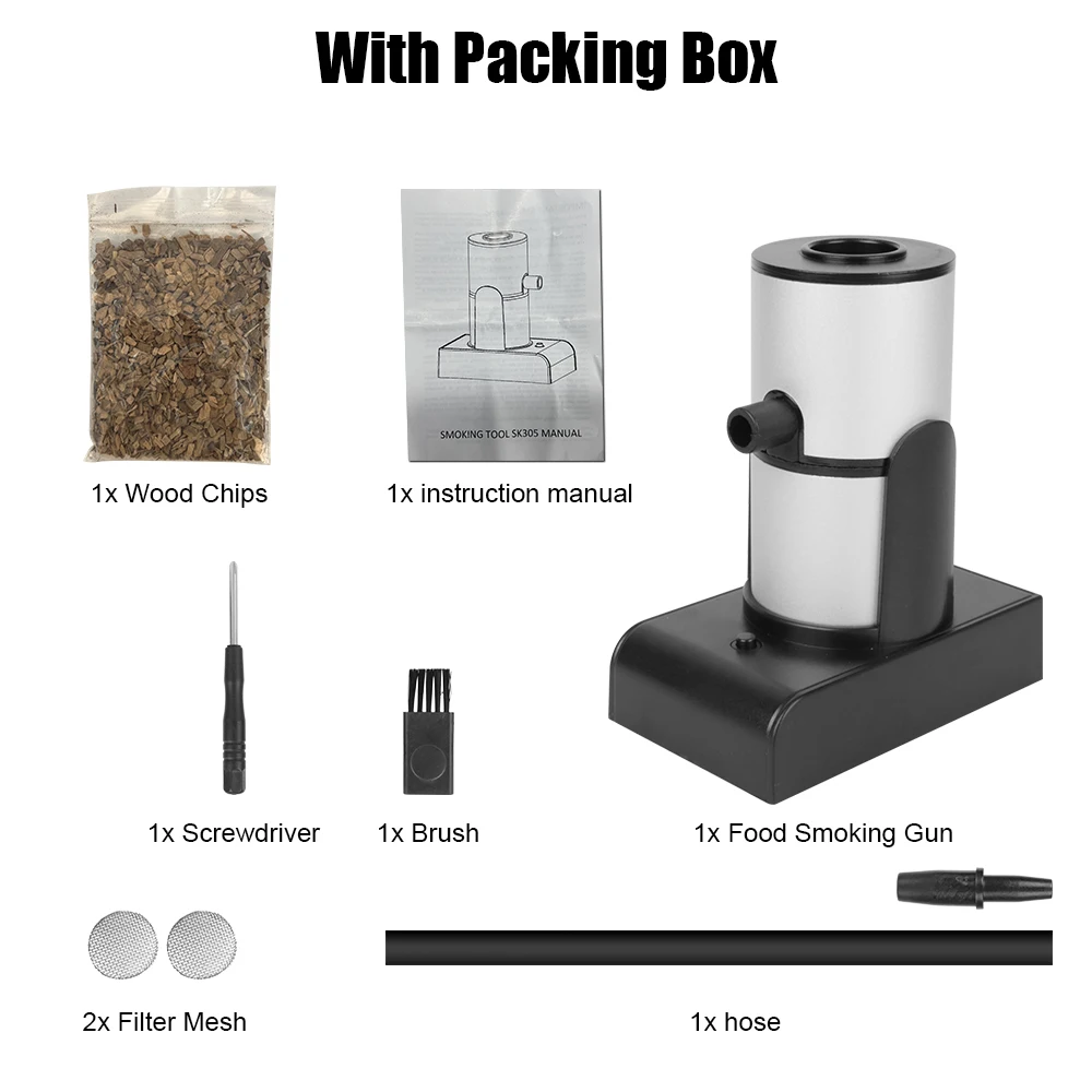 Smokehouse Cooking Meat Fish Bacon Smoker Portable Molecular Cuisine Smoking Gun Wood Chips Food Cold Smoke Generator
