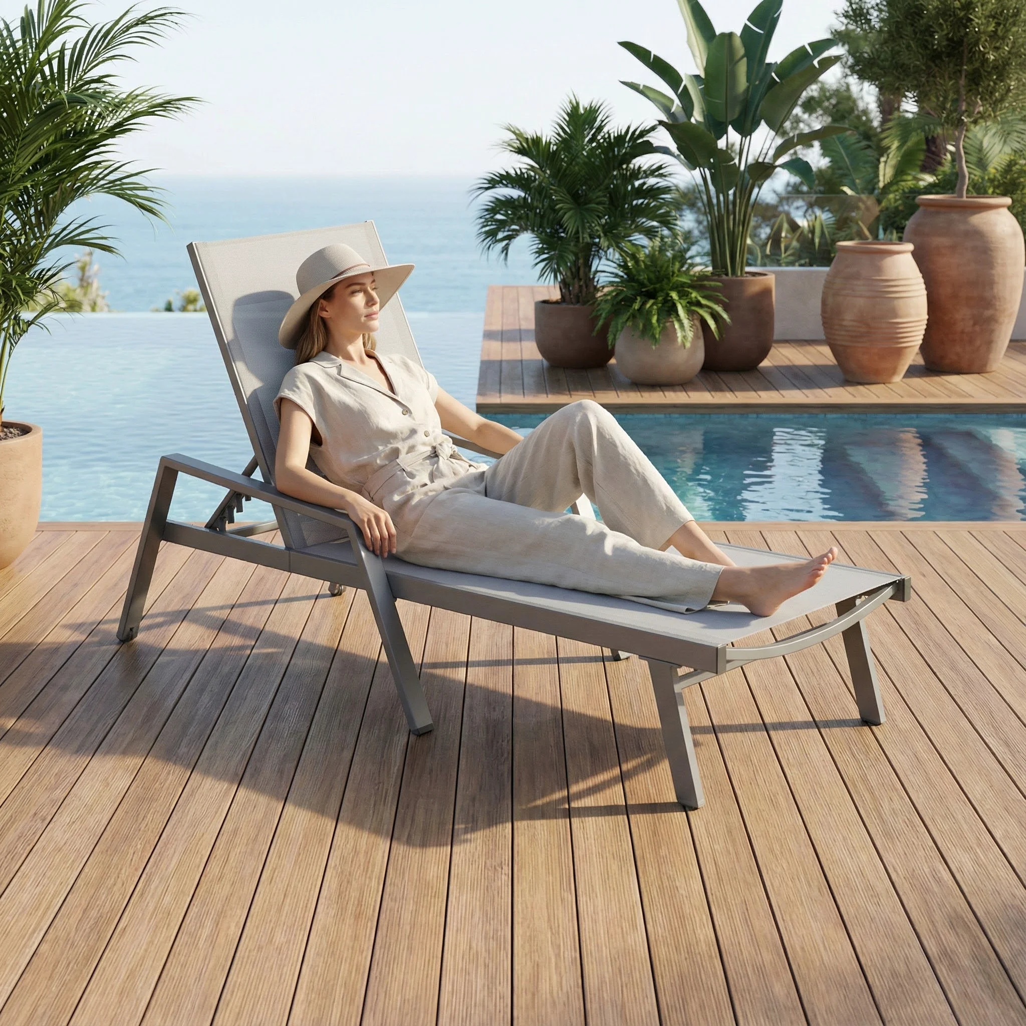 Folding sofa bed Solarium bed Adjustable terrace recliner Poolside recliner Garden recliner