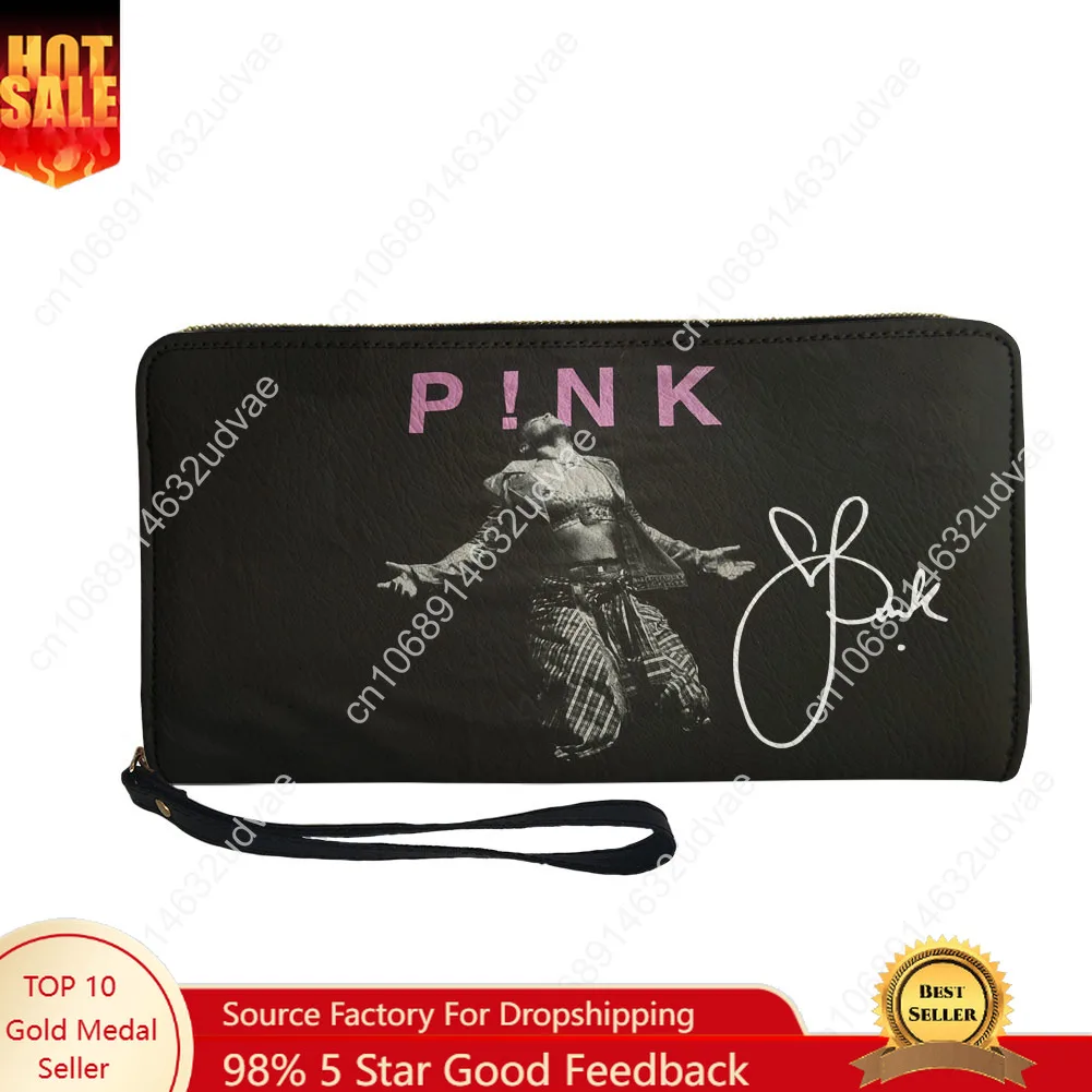 

Pink Wallet Purse Mens Womens Teenagers Zipper Long Wallets Double Print Commuter Personalized Portable Wallet Gift Bag