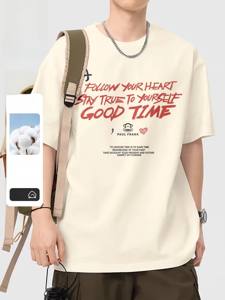 

Мужская футболка с коротким рукавом, повседневная, свободного кроя, летняя, уличная, с принтом, из хлопка, для молодежи