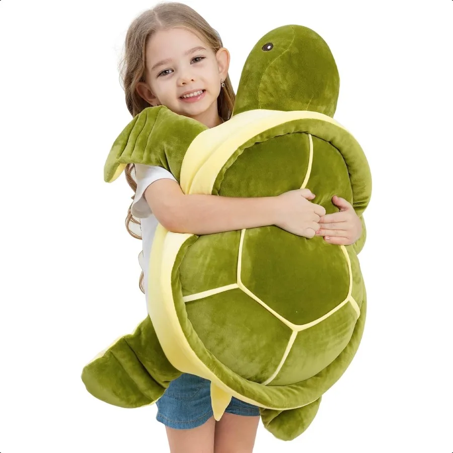 

28 inch Big Green Sea Turtle Stuffed Animals Giant Soft Plush Toys Large Ocean Turtle Plushies Body Pillow Gifts for Kid Boys G
