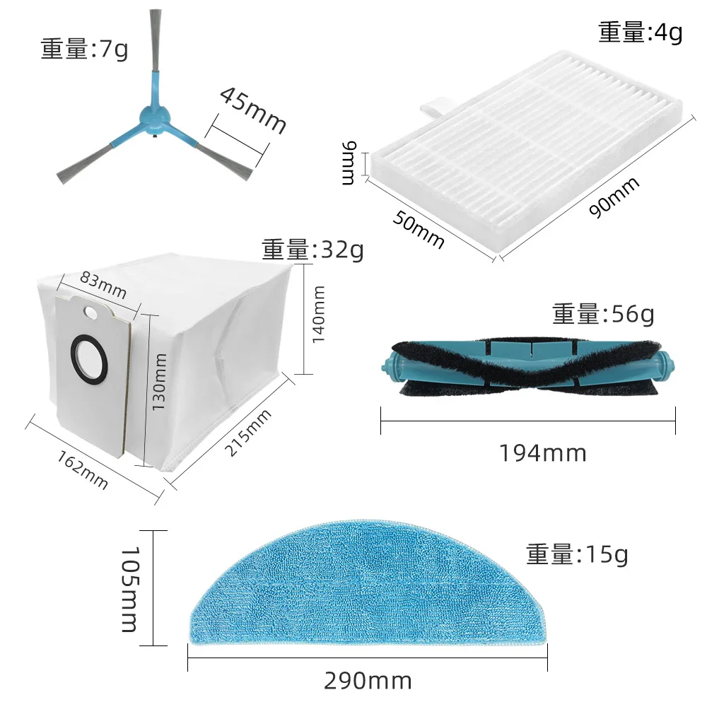 Piezas de repuesto para Cecotec Conga, Compatible con 7490 inmortal/8290 inmortal/Kabum Smart 900, cepillo, mopa, filtro, bolsa de polvo, accesorios