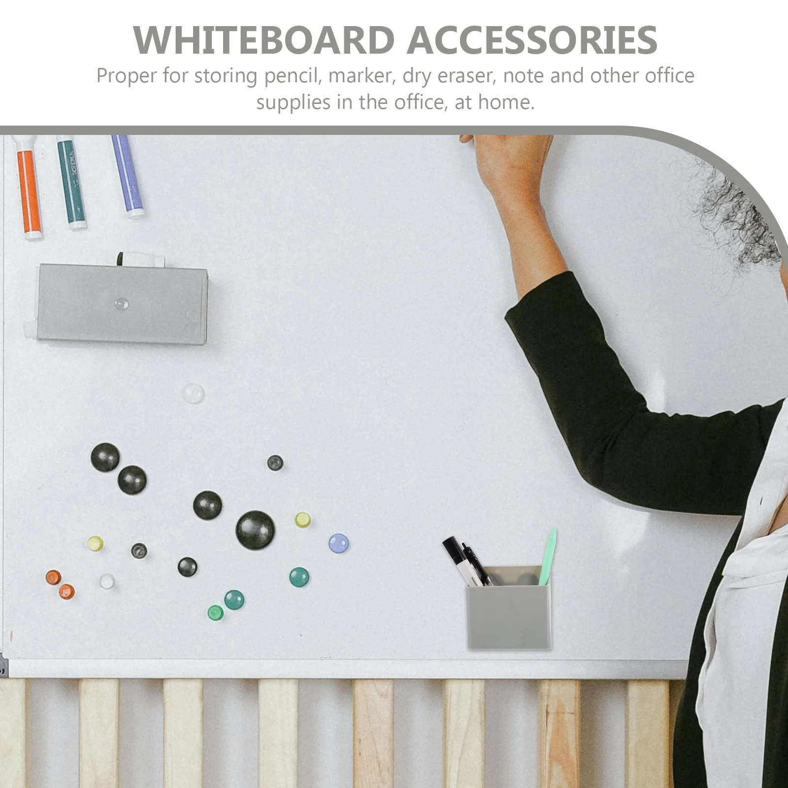 

2Pcs ABS Suction Cup Pen Storage Organizer Desktop Whiteboard Marker Holder Office Stationery Holder Case