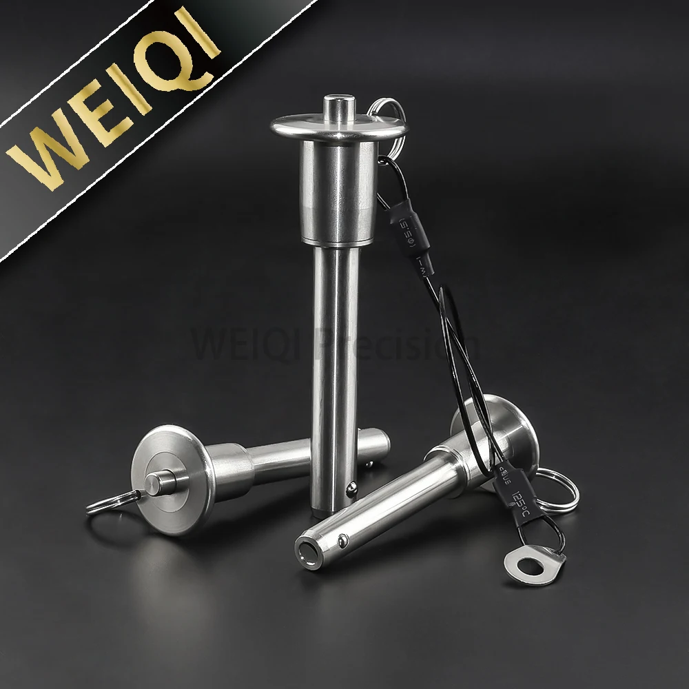 

Factory Price Ball Lock Pin Push Botton VCN110 Silver Stainless Steel Iine Array Quick Release Pin Spring Lock pin with Rope