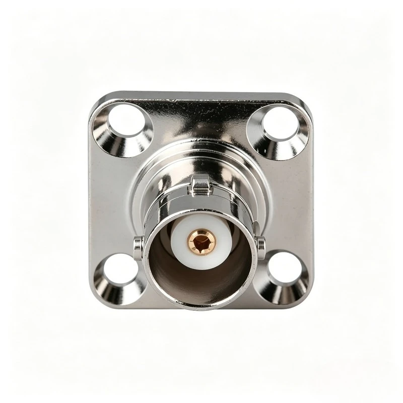 BNC Female Panel Mount Connector 4 Hole Flange RF Coaxial Jack Solder Type for Chassis Bulkhead
