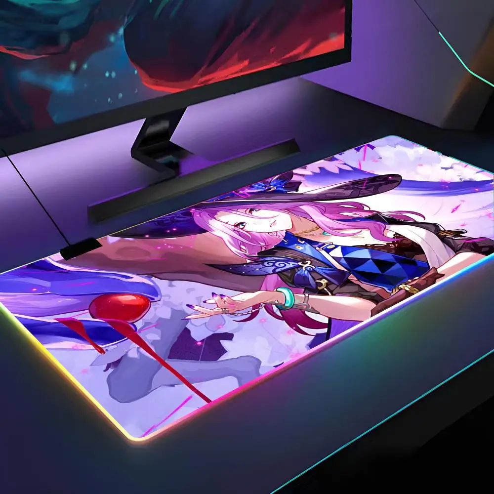 

Honkai Star Rail Jade Mouse Pad RGB Backlit Mouse Pad Laptop Mouse Pad Laptop Gamer Computer Desk Gaming Accessories