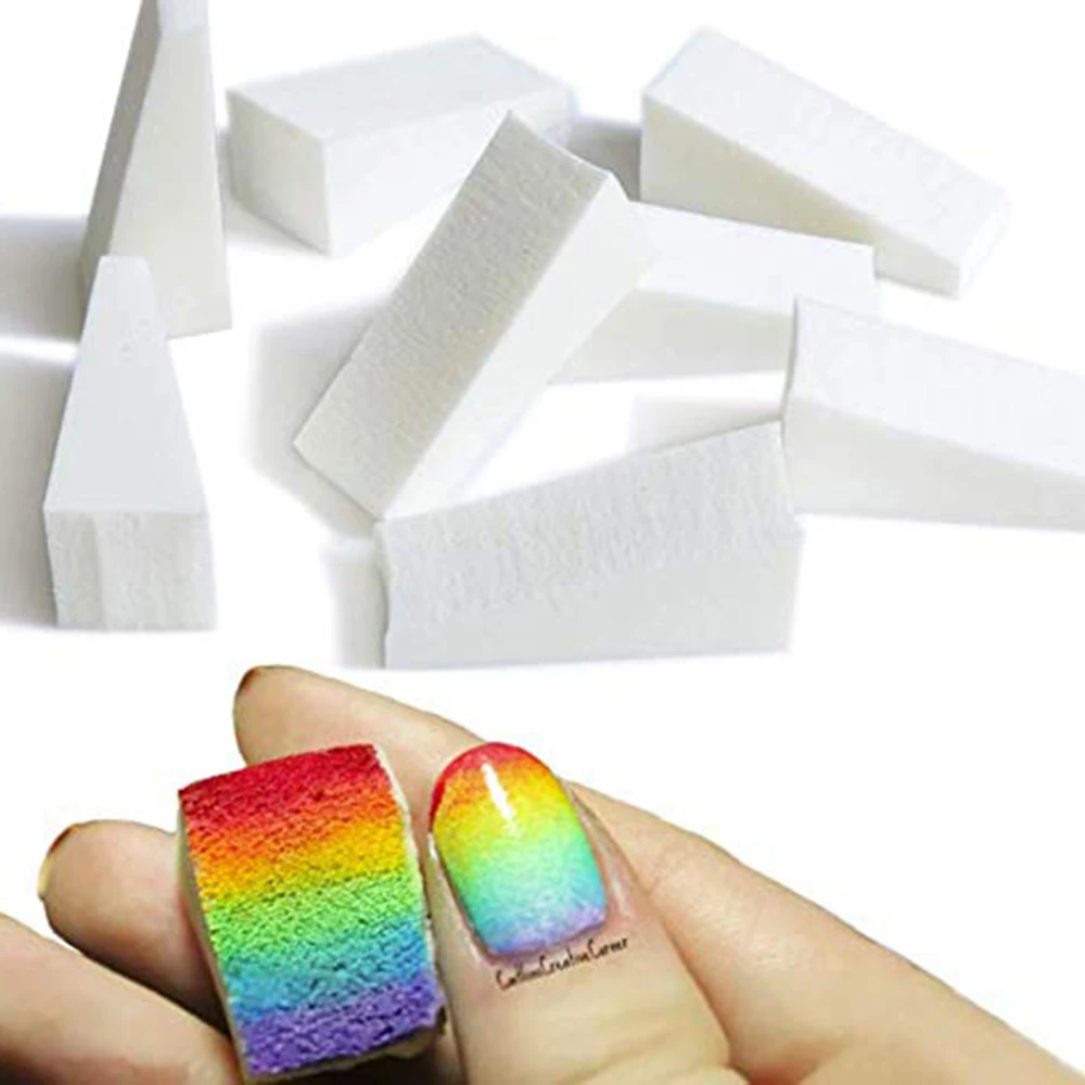 20PCS Nail Sponge White Triangle Soft Sponge Makeup Sponges Wedges for Foundation Gradient Gradient Effect Painting Gel Manicure