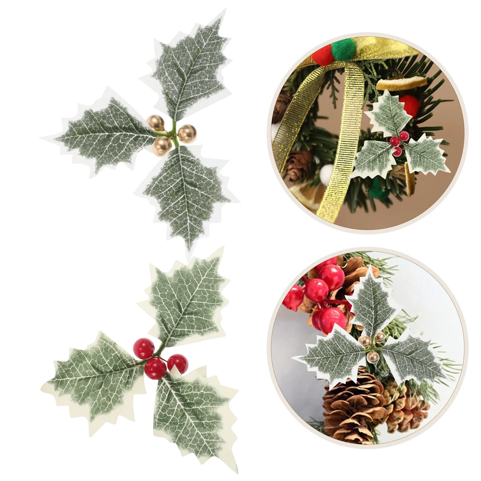 

10pcs Christmas Artificial Floral Stems Realistic Berry Leaf Picks For Garland Diy Home Decor Holiday Party Wedding Decoration