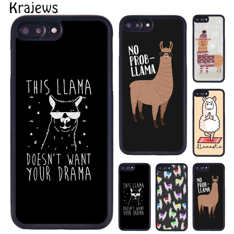 Krajews Funny No Prob Llama Alpaca Pattern Phone Case For iPhone 16 15 14 plus 11 12 mini 13 Pro XR XS Max coque