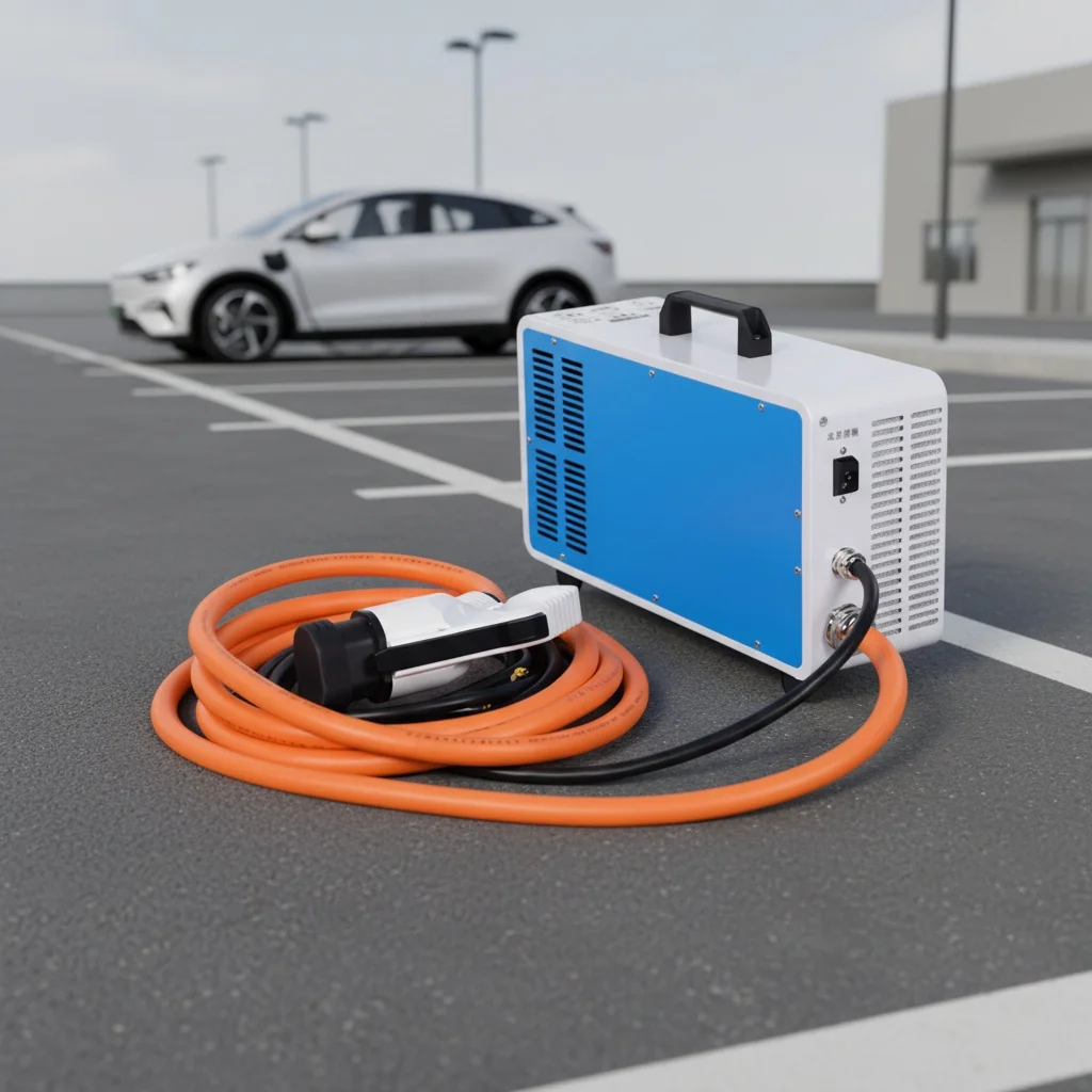 

Портативная зарядная станция для электромобилей постоянного тока мощностью 60 кВт с запатентованным воздуховодом для домашнего гаража в ОАЭ, совместимая с CCS2 и NACS