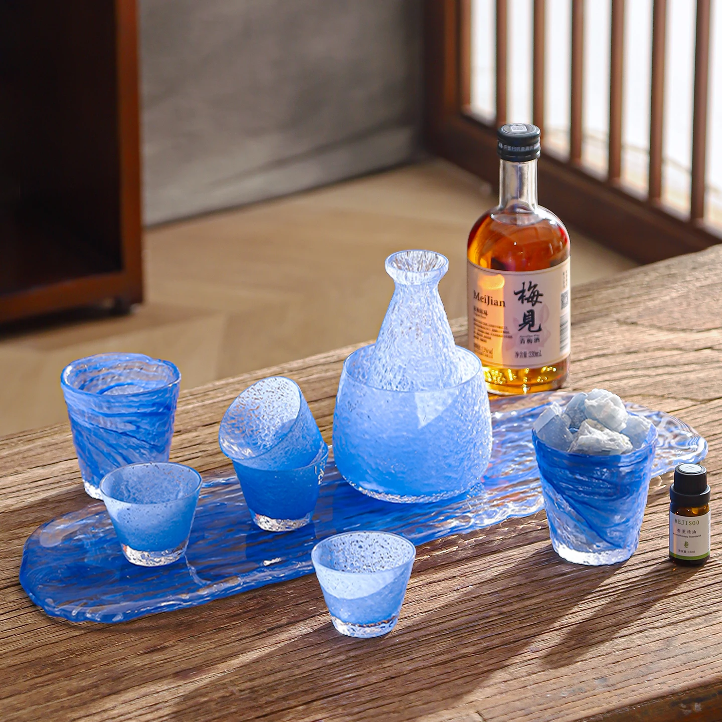 

High-End Japanese Style Clear Wine Pot Small Wine Cup White Wine Cup Luxury Burnt Wine Cup Home Use Heating Wine Set