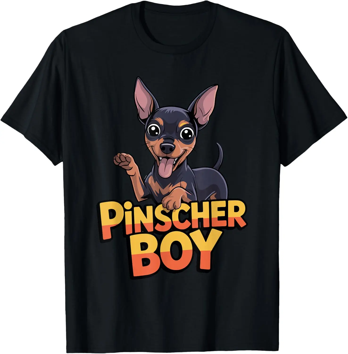 Mens Pinscher Boy Cartoon Small Pet Dog Breed Boys Min Pin T-Shirt 100% Cotton Trendy Y2K Short-Sleeve Tee-Soft, Quick-Drying,