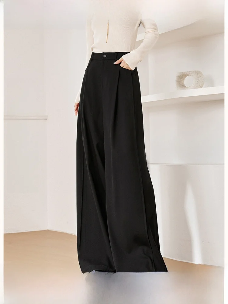 

Женские широкие брюки-палаццо Ele: свободные, струящиеся, прямые, повседневные, осенние, новые, простые, модные, повседневные брюки