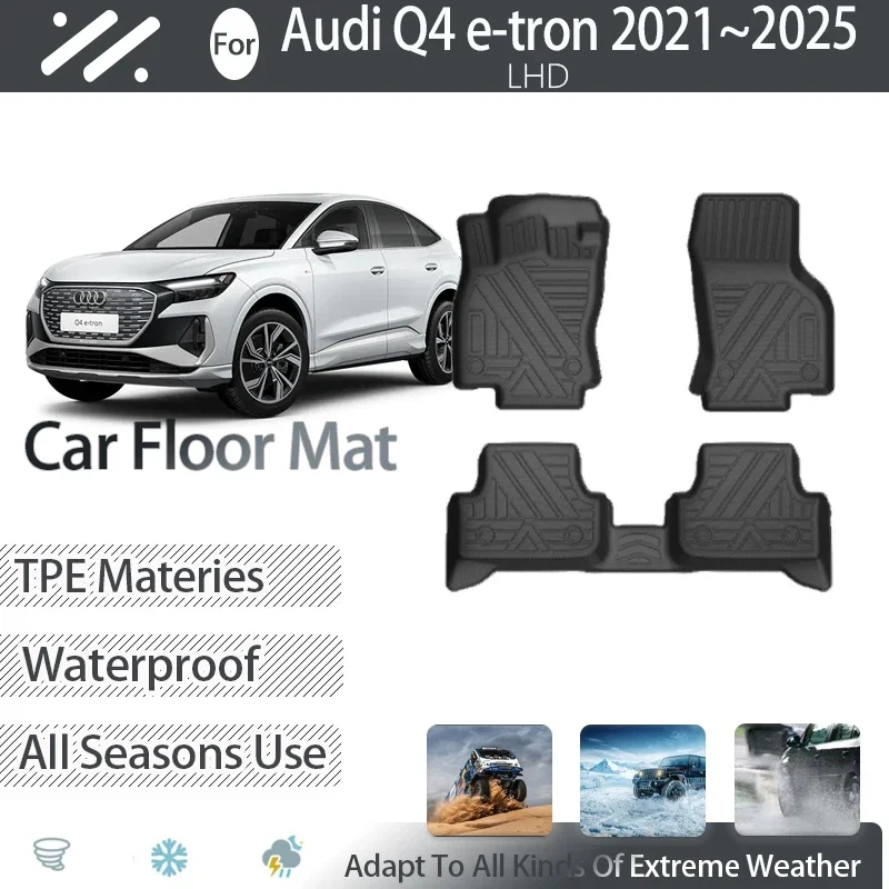 Luxury Car Floor Mats For Audi Q4 e-tron 2021 2022 2023 2024 2025 Waterproof Pads Foot Carpets Floor Covers Mud Auto Accessories