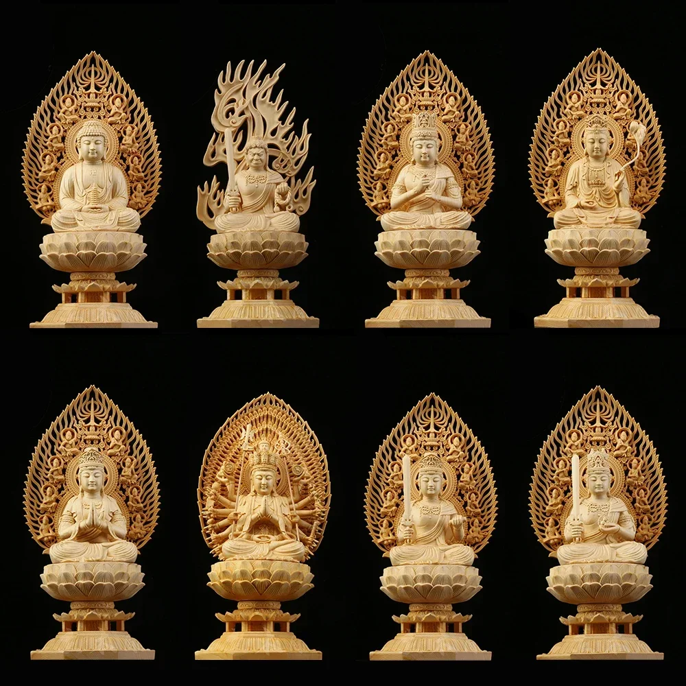 Sacred Solid Wood Sculpture, Medallion, Gautama, Patron Saint of Harmony and Prosperity, Embellishing Feng Shui