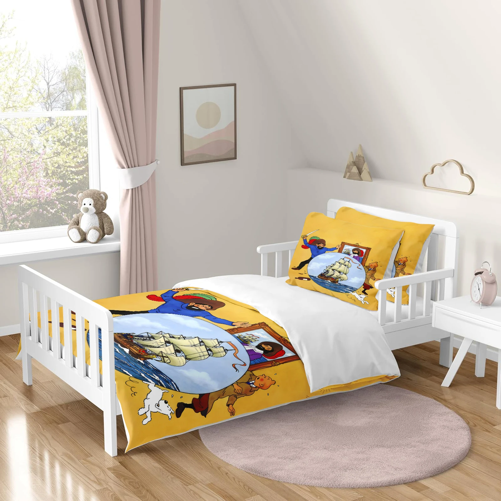 

Комплект постельного белья «Приключения Тинтина», пододеяльник с мультяшным рисунком, украшение для спальни для взрослых, мальчиков и девочек, детский, односпальный, двуспальный, большой размер