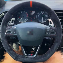 Black Suede car Steering Wheel Cover For Seat Leon Cupra R Leon ST Cupra Leon ST Cupra Ateca Cupra Ateca FR Toledo