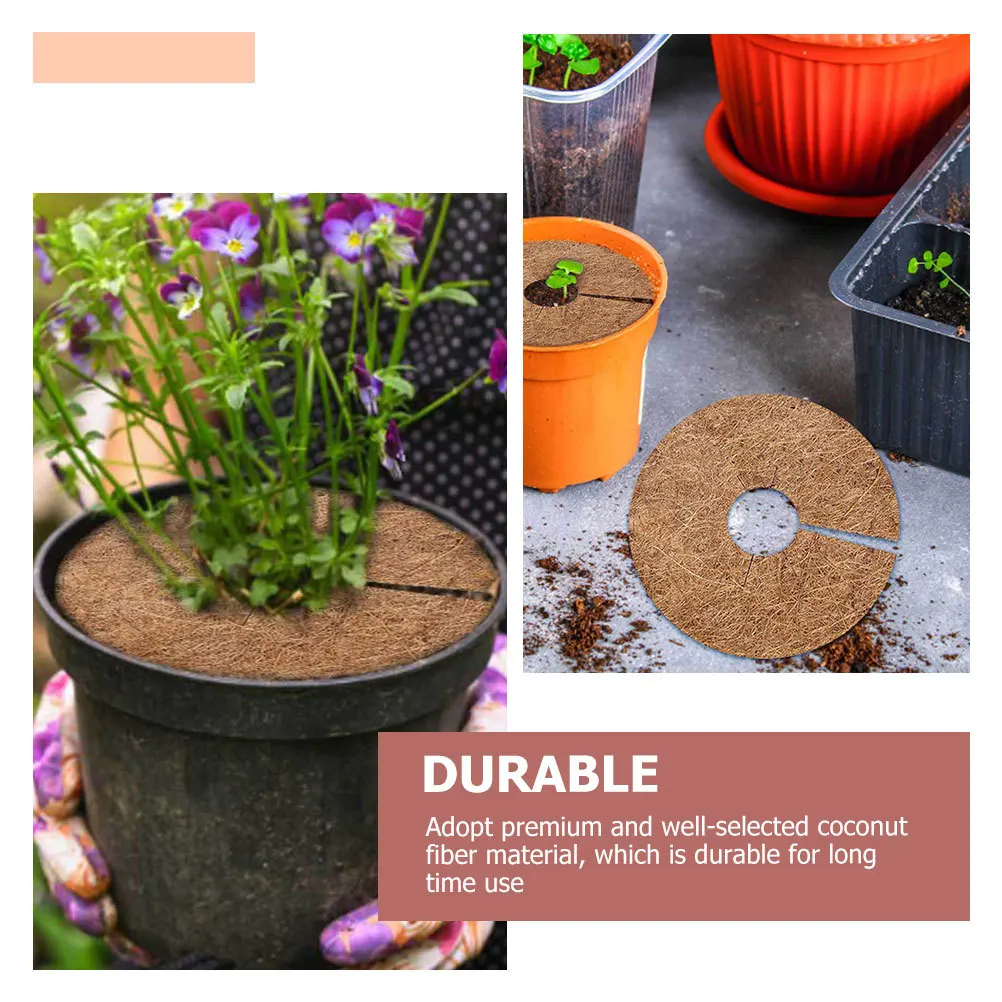 

6pcs Coconut Fiber Mat For Plants Durable Garden Flowerpot Ring Mulch Pad Tree Protector Coir Crafts Cushion Succulents
