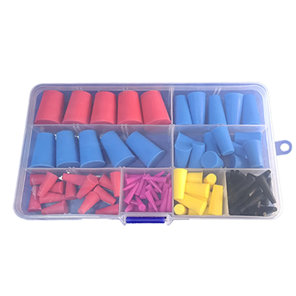 110/120Pcs 8 Sizes Silicone Rubber Tapered Kit For Coating, Electroplating, Anodizing Silicone Tapered Kits Interior Accessories