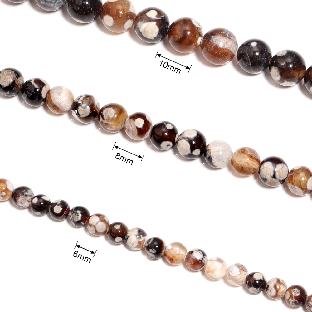 1 Strand 6/8/10mm Natural Stone Fire Agates Beads Round Shape Loose Spacer Beads For Jewelry Making Diy Bracelet Necklace